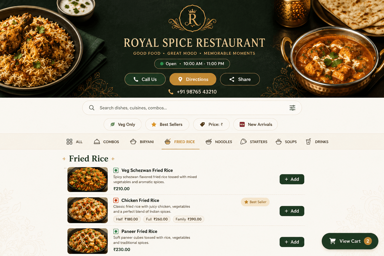 Restaurant QR menu theme preview