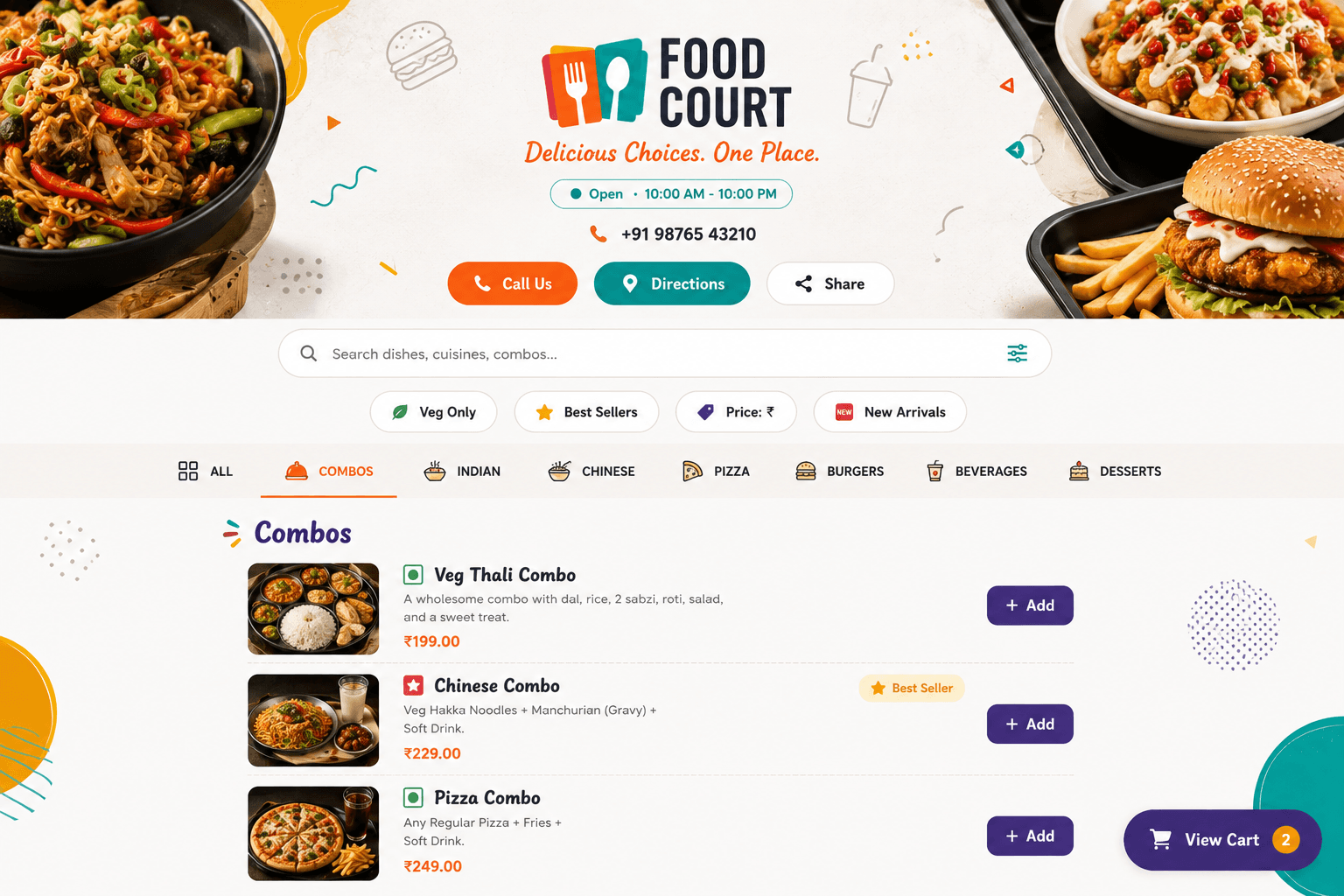 Food Court QR menu theme preview